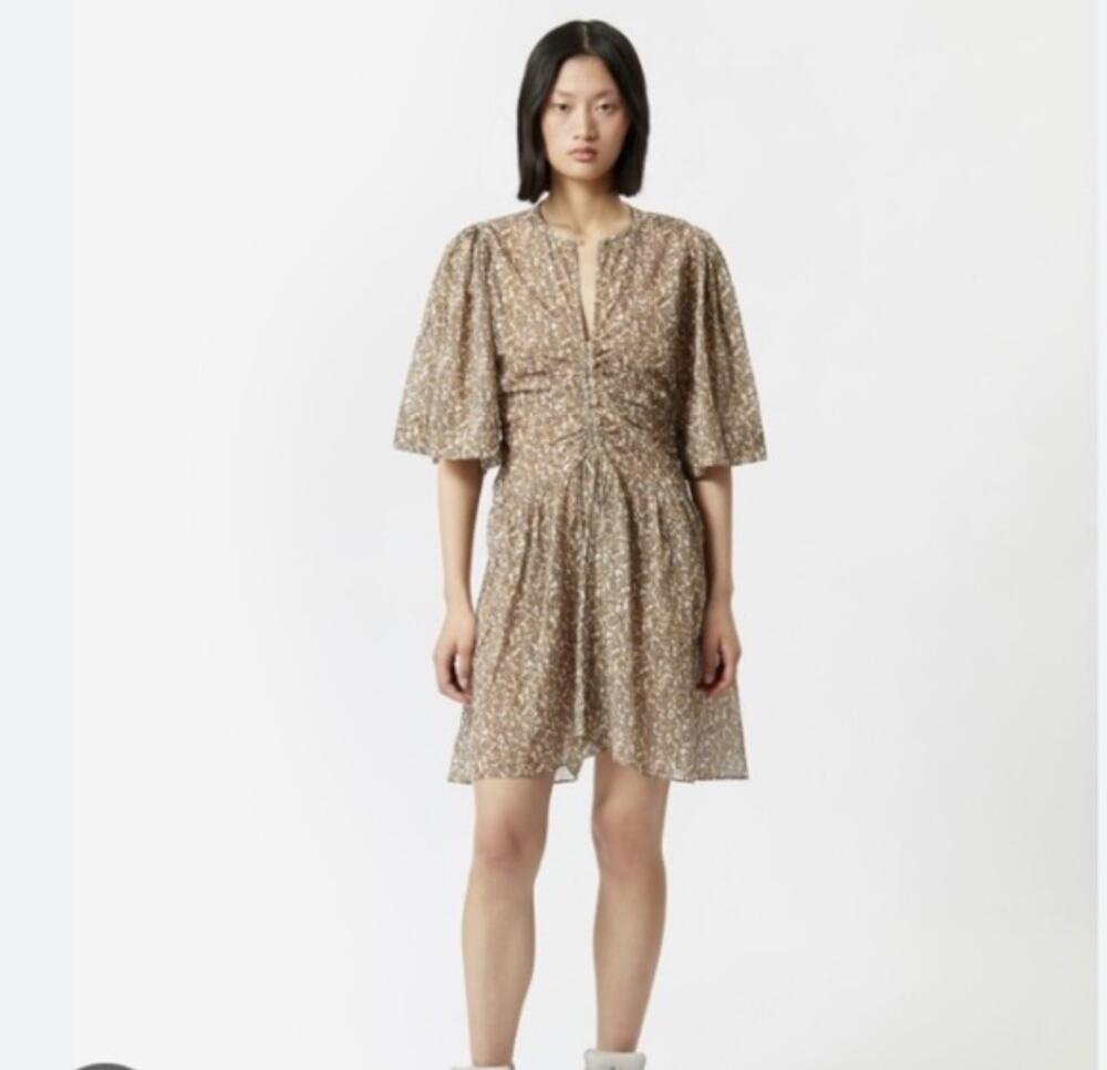 Etoile Isabel Marant Dress Womens 44 Khaki Larili Organic Cotton RO2219-22A031E